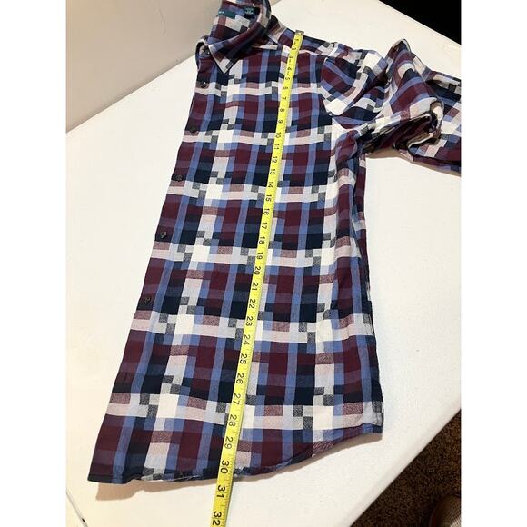 Perry Ellis Men's Square Pixelated Plaid Long Sleeve Button-Down Shirt Size 2XLT - Picture 9 of 11